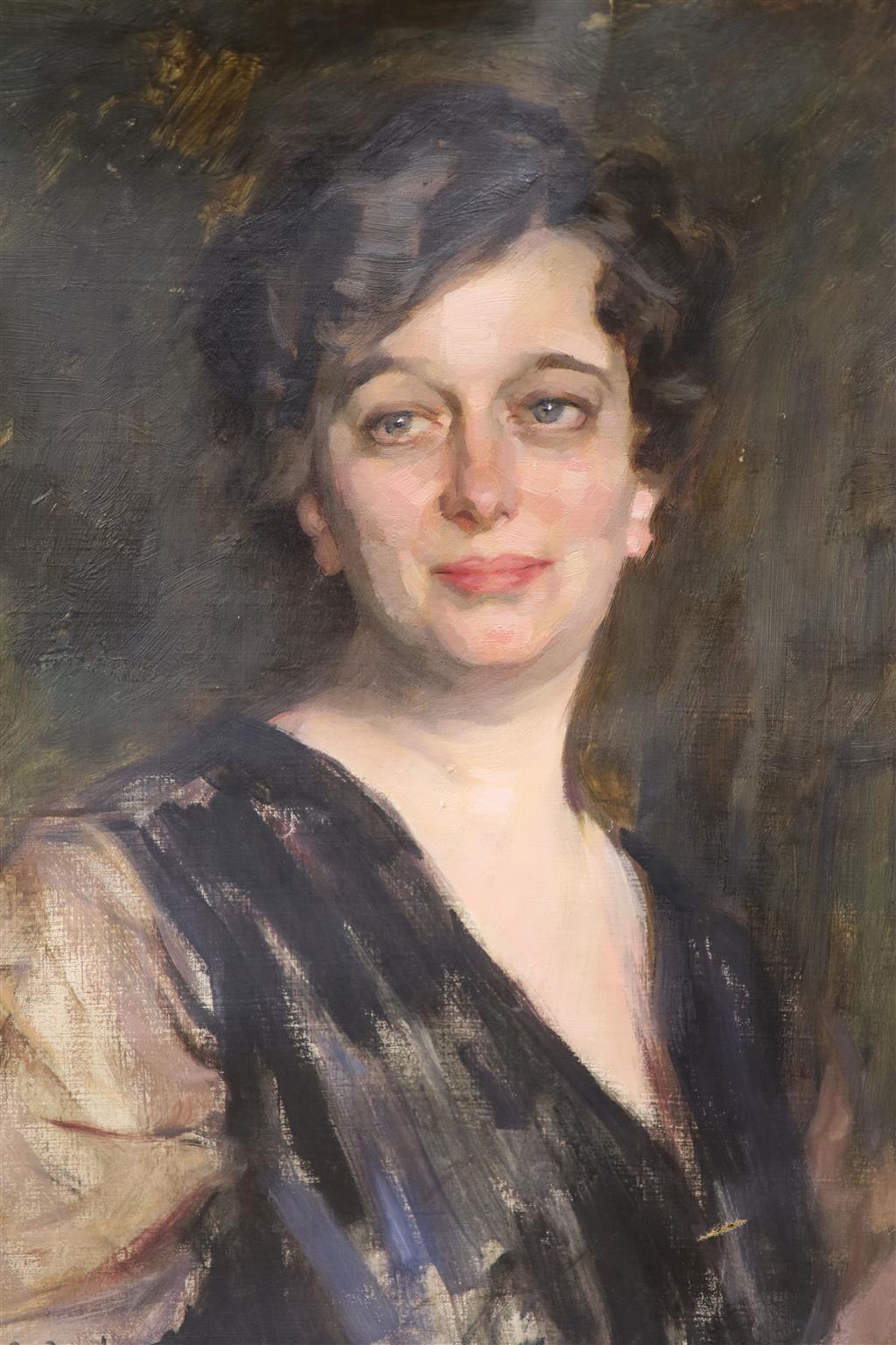 Mario Micheletti, (Italian, 1892-1975), oil on canvas, Portrait sketch of a lady, signed and dated London 1921, 61 x 51cm, Christies s